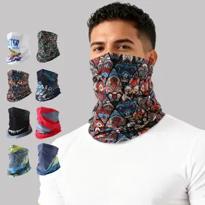 High-Style Ethnic Print Ice Feel Sunscreen Mask, 100% Polyester Seamless Breathable Neck Cover, Outdoor Summer UV Protection