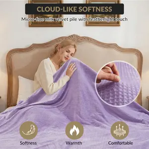 Garvee Electric Heated Blanket Throw 50x60 Inch Soft Flannel Waffle Weave With 4 Heating Levels And ETL Certified Auto Shut Off