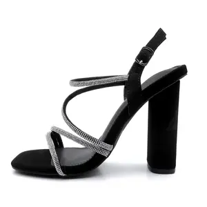 Women’s 3 In Buckle Design Sandals, Open Square Toe Ankle Strap Footwear, Anti-Slip Rubber Cushioned Sole, Elegant Comfortable Party Shoes