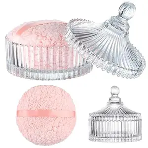Extra Large Body Powder Puff and Container, 6 Inch Oversize Dust Powder Puff for Baby Women Dusting Powder