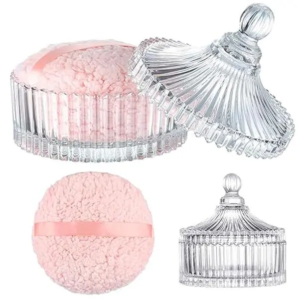 Luxury Extra Large Body Powder Puff and Container, 6 Inch Oversize Dust Powder Puff for Baby Women Dusting Powder