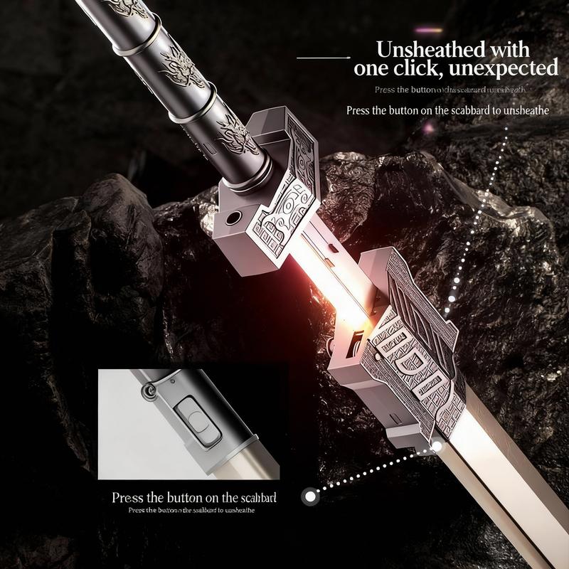 Cyberpunk SparkBlade Lightsaber Toy 34" with Sound & Fog Seven-Color Streaming Lights Type-C Rechargeable for Rave Cosplay Display Immersive Neon Design