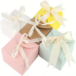 25 Pcs Chocolate Gift Box, Wedding Souvenir Gift Box DIY Sugar Box High-end Wedding Souvenir Wedding Candy Box, Bow Gift Box Birthday Baking Box, Used for Wedding Decorations, Birthday Gifts Christmas Gift Box summervibes