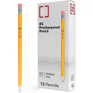 Wooden Pencils, #2 Lead, Pre-Sharpened, Yellow, 72 Pack - Classic Hex Pencils for School, Testing & Office Use