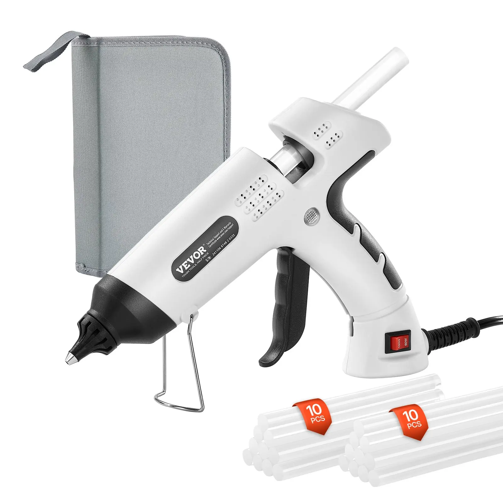 【Summerfinds】VEVOR Hot Glue Gun, 60/100W Dual Power, Mini Hot Glue Gun with 20 Premium Glue Sticks and Oxford Cloth Bag, Fast Preheating & High Temp Melt Glue Gun for Crafts, Arts, DIY, Quick Home Repairs, White