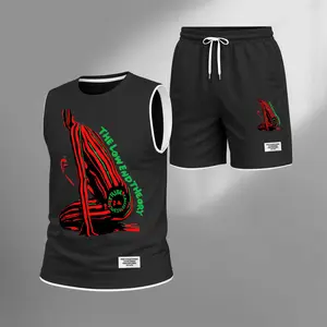 Men's Summer Basketball Set With "The Low End The Ory" Print — Featuring A Sleeveless Tank Top Paired With Shorts, This Lightweight, Casual, And Street-Style Athletic Suit Is Perfect For Both Daily Wear And Vacationing