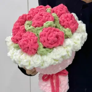 Flower Bouquet Rose Sunflower DIY Handmade Crochet Handheld Flower Weaving High School Entrance Exam Gift Thanksgiving Mother Romantic Lover Couple Birthday Gift Girlfriend Boyfriend Anniversary Hand-held bouquets timeless