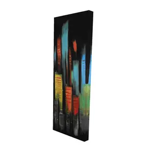 Begin Home Decor 2080-4816-CI350 16 x 48 in. Abstract Tall Buildings Canvas - Black Contemporary Bedroom Decor