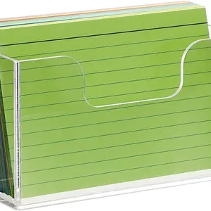 Index Card Holder Display Stand 1 Pack Acrylic 4X6 Inch Notecard Box Recipe Organizer, Desk Organizer Tidy, Stationary Organizer Holder