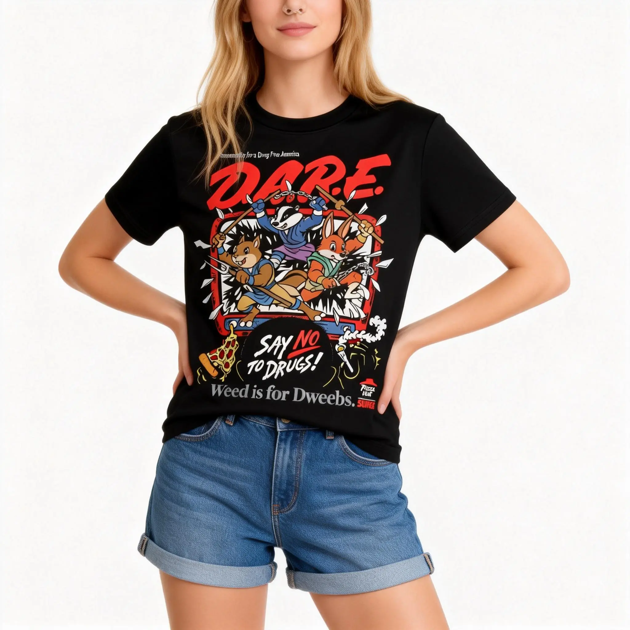 Classic Retro Pattern T-Shirt Winter Clothing DARE Say No To Drugs Pattern T-Shirt Gift for Fans Gift for Women Gift for Men Top Womenswear