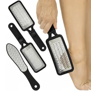 3 Pack Foot File Feet Scraper for Dead Skin - Heel Grater, Callus Remover Scrubber Tool, Rasp for Cracked Heels - Stainless Steel Pedicure Filer for Men & Women - Use on Wet or Dry Skin
