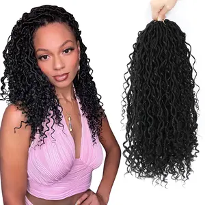 Goddess Locs Crochet Hair For Black Women 14 Inch 8 Packs Faux Locs Crochet Hair Crochet Locs for black women Crochet Hair Pre Looped Soft Locs River Locs With Curly Ends