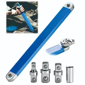 Offset Ratchet Extension Wrench Set | Socket Extension Tool with 1/4", 3/8", 1/2" Adapters for Tight Space Auto Repair Ratcheting Wrench Set