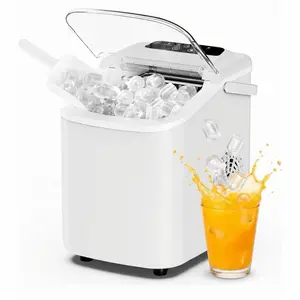 EKD Ice Maker Countertop, Ice Machine with Portable Handle, Basket and Scoop, 26lbs Daily, 9 Bullet Cubes in 6~8 Mins, Auto-Cleaning for Home, Kitchen, Office, Outdoors, RV Camping