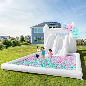 19ft Bouncy Castle With Inflatable Double Slide Water Slide Big Ball Pit Children Birthday Party Event Outdoor Jumping Castle