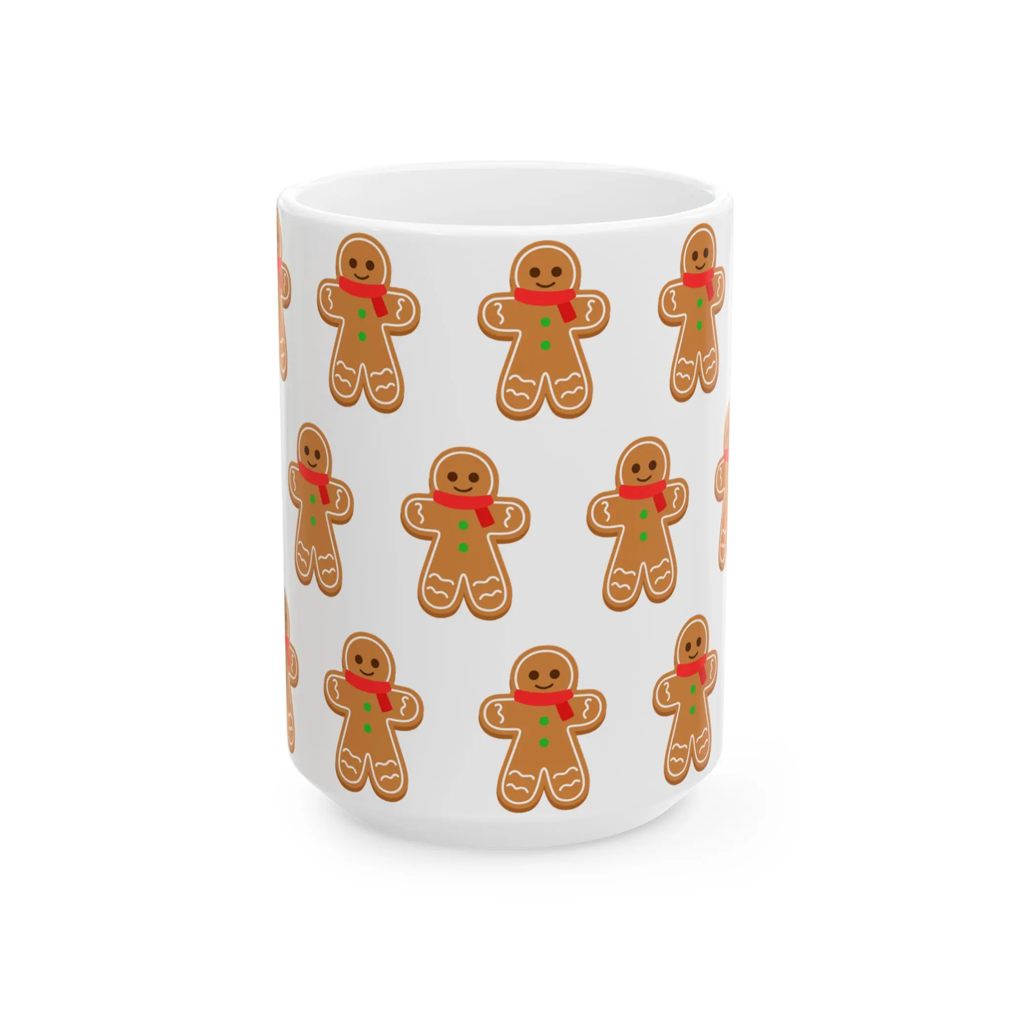 Gingerbread Cookie Pattern Mug | Ceramic Holiday Coffee Cup