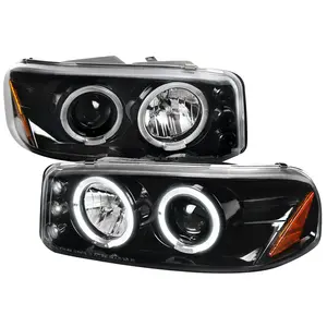 1999-2006 GMC Sierra/Yukon/Yukon XL Dual Halo Projector Headlights (Jet Black Housing/Clear Lens)