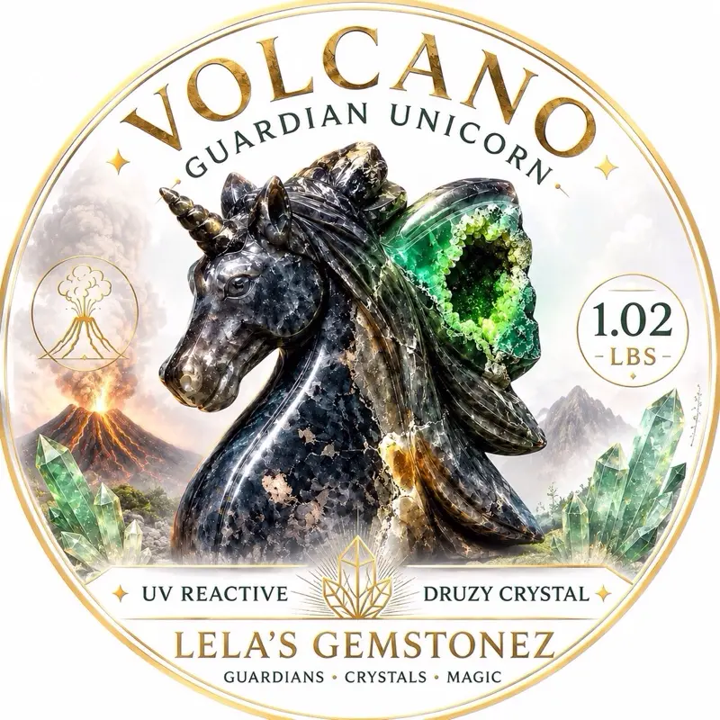Noir Vault Volcano Guardian Unicorn Natural Crystal Decoration, Home House Decor Statement Item, 1.02 lbs Jewelry Accessory & Derivative healing stones energy crystal on l office energy protection