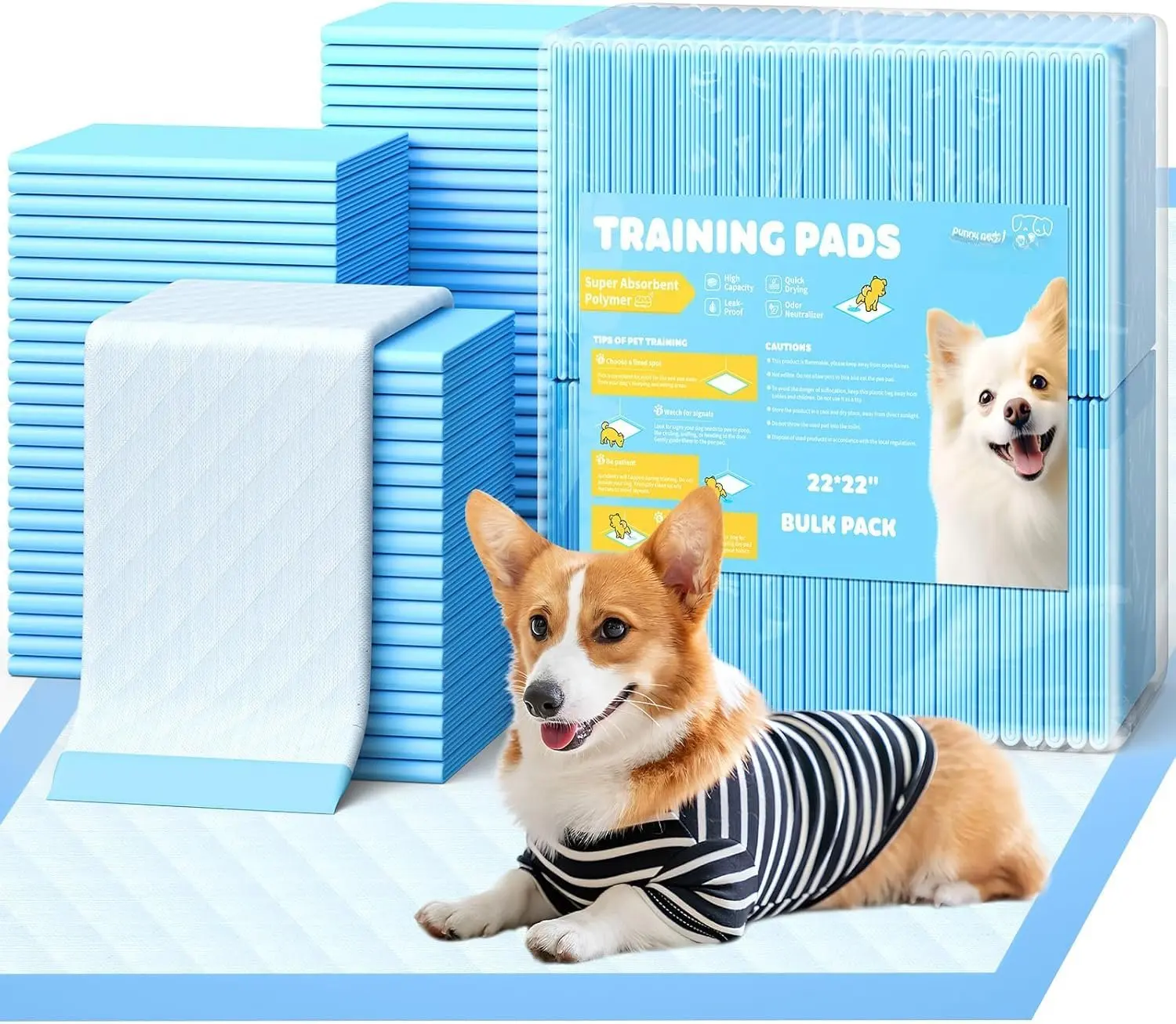 150-Pack Large Puppy Pads - 22'' x 22'' Pee Pads for Dogs Potty  with Leak-Proof Quick-Dry Design, 6-Layer  Pads Large, Blue