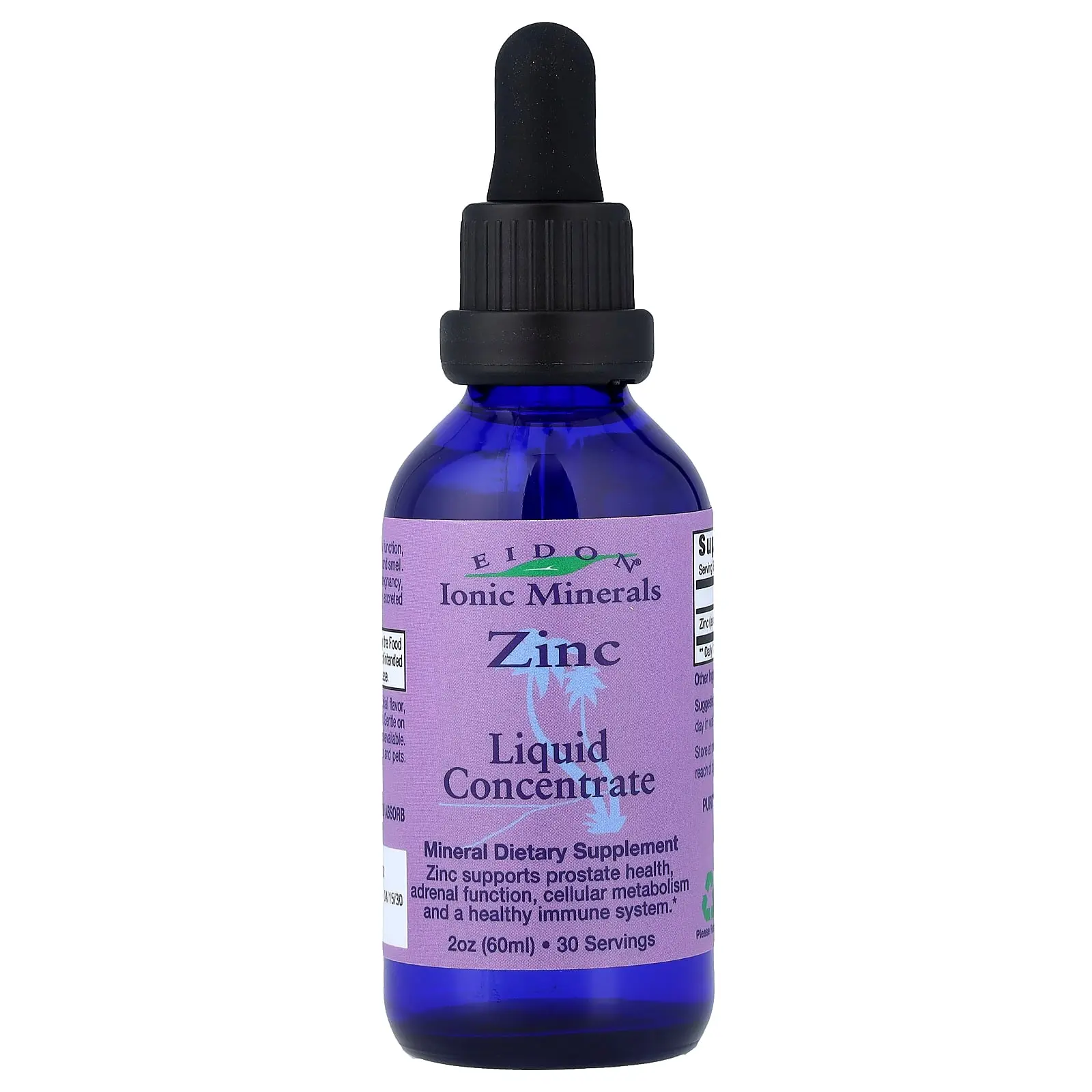 Eidon Ionic Minerals Ionic Minerals, Zinc, Liquid Concentrate, 2 oz (60 ml)