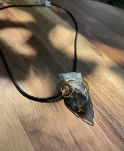 Raw Moss Agate Gold Wire Wrap Pendant Necklace