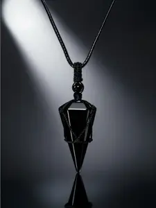 Natural Obsidian Stone Pendant Necklace - Adjustable Black Gemstone Wrap Necklace for Protection & Daily Energy Fashion Pendants#Fashionweek#Fallfreshness#test