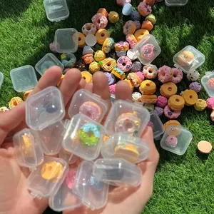 10pcs Mini Resin Decorative Donuts with Storage Box, Perfect for Small Jewelry Organization, Ideal for DIY Craft Projects