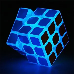 Blue Fluorescent Speed Cube 3x3x3 Glow in The Dark Luminous Magic Cube Puzzle Toy Eco-Friendly ABS Material Safe for Kids & Adults Easy to Control Educational Unique Gift
