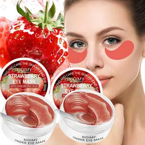 120pcs Strawberry Hyaluronic Acid Eye Masks, Deep Moisture, Smooths and Tightens Skin, Glossy Finish, Suitable for All Skins