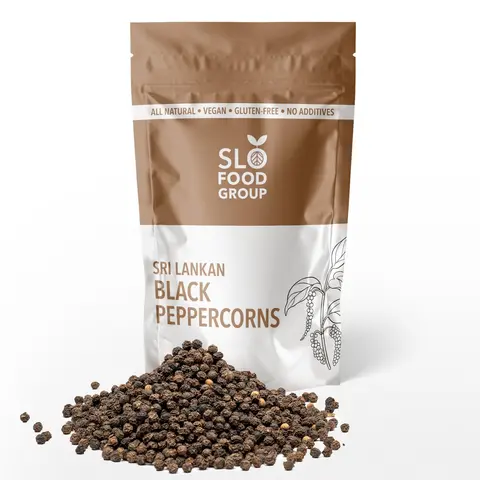 Slofoodgroup Sri Lankan Black Peppercorns - Whole Natural Vegan Gluten-Free Herbs for Cooking & Seasoning