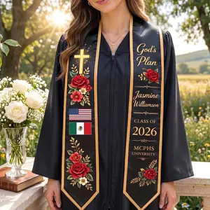 Personalized Graduation Stole 2026, God’s Plan Custom Name Sash, Faith Graduation Stole