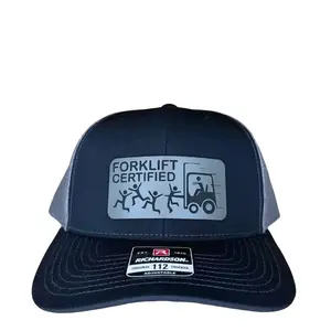 Certified Forklift Funny Leather Patch Hat Richardson 112 & Yupoong Snapback
