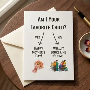 Funny Mother’s Day Card for Mom – Humorous Gag Gift, Blank Inside with Envelope, Cute Greeting Card for Mom