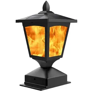 Solar Post Cap Lights for 4x4 Fences – Waterproof Flickering Flame LED, Auto On/Off, 1 Pack, Outdoor Garden Decor