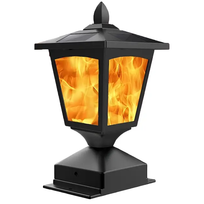 Solar Post Cap Lights for 4x4 Fences – Waterproof Flickering Flame LED, Auto On/Off, 1 Pack, Outdoor Garden Decor