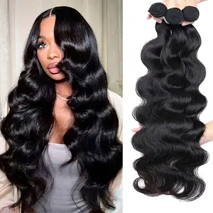 【LUCKOCKOS 】14A Raw Body Wave Bundles 24-30 Inches No Tangle Shedding Silky Soft Triple Lifespan Natural Wavy Hair Weave Extensions