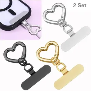 Upgrade Version 360° Rotating Stainless Steel Phone Lanyard Connector, Heart Shaped Non-Stick Metal Strap, Ultra-Thin Safety Rope Accessory Set, Cell Phone Charm