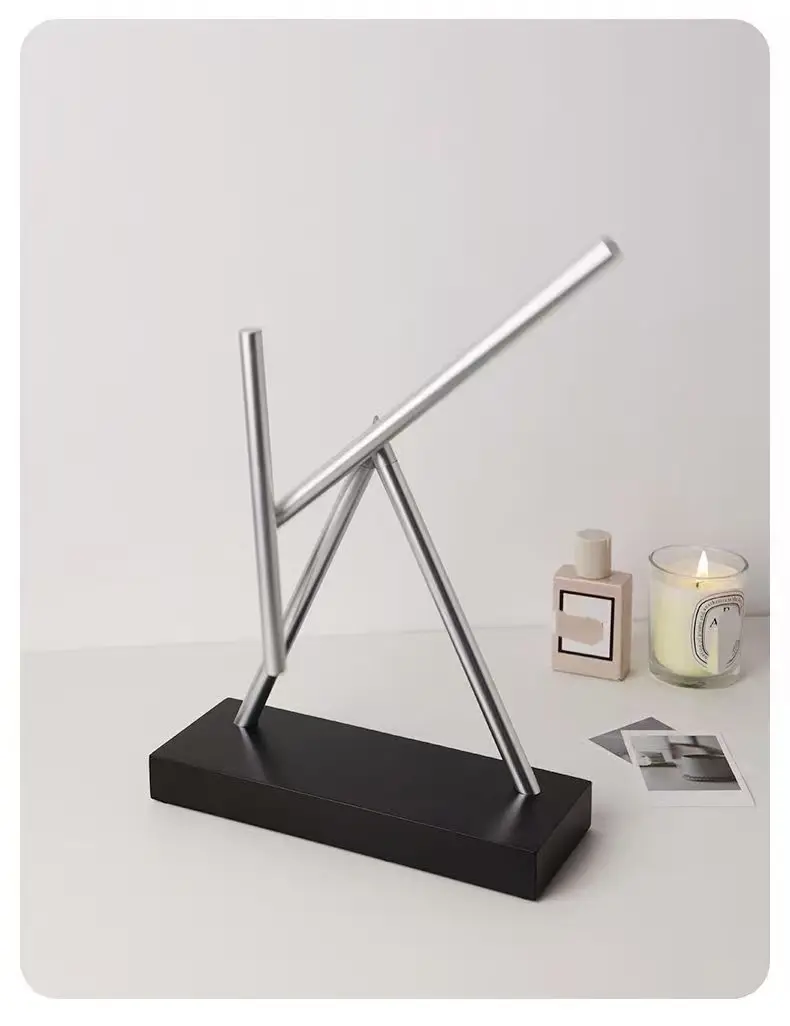 Swinging Sticks Kinetic Art Sculpture - Magnetic Aluminum Alloy & Wooden Base Home Decor Accessory, Modern Home Decoration, Interior Decoration Accessories for Leisure Indoor Ornament Gift