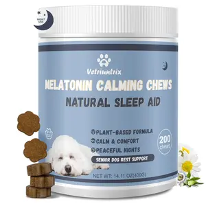 Vetriuntrix Melatonin for Dogs, Calming Chews for Dogs for Sleep Aid, Fireworks, Storms, Thunder, Barking, Separation, Dog Calming Chews with Valerian Root & L-Theanine, 200 Count