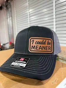 [HOT SALE]  Richardson 112 I could be meaner hat - I Hate Pulling Out Leather Patch Trucker Hat - Richardson 112 Mesh Back Cap - Fishing & Boating Gifts for Men