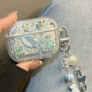 [Tpy4B41] Epoxy glitter whale airpods4 Durable protective case airpod3 suitable for Apple pro earphone soft case Headphone Accessories