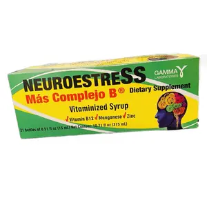 Neuroestress + Complejo B Jarabe Vitaminado Vitaminized Syrup Dietary Supplement 21 Viales Bottles