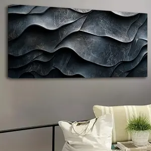 Elegant Gold Grey Abstract Canvas Art - Large Size Textured Wall Decor For Living Room, Office, Bedroom And Dining Room, 1.5 Inch Thick Solid Pine Wood Frame Poster Print Artwork Ornaments Artistic Decoration Photo 32*16*1.5Inch