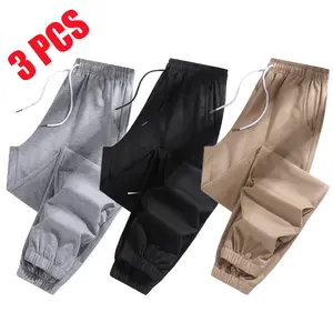 Women’s 3-Pack Casual Jogger Sweatpants — Drawstring Waistband, Pockets, Track/Athletics Pants, Lightweight and Breathable, Suitable for Fitness, Training, and Everyday Wear