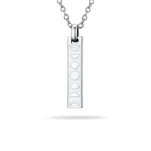PROSTEEL Moon Phase Charm Pendant Necklace Stainless Steel Rectangular Pendant Chain Necklaces Jewelry Unisex For Men Women with Gift Box