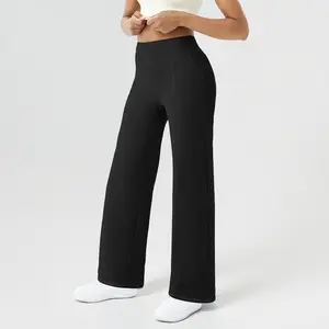 FireSwan Wide Leg Yoga Pants Women Stretch Dress Lounge Pants with Pockets High Waisted Loose Casual Trousers