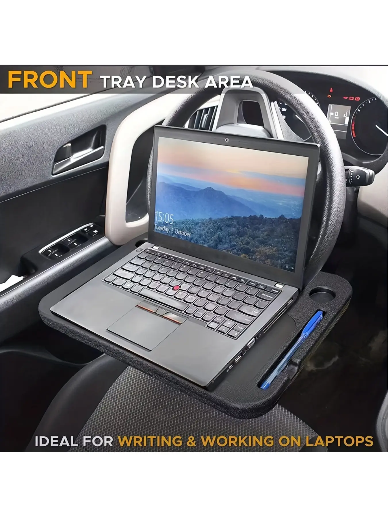 [Multifunctional Car Tray] Premium Multifunctional Car Steering Wheel Tray | Portable Desk for Working and Storage | Wheelchair Workstation for Most Cars