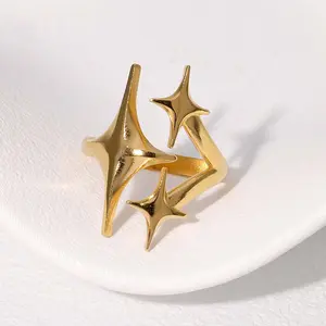 Star ring stainless steel index finger ring opening adjustable daily match