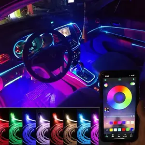 10-in-1 LED Car Ambient Lighting Kit – App Controlled Fiber Optic Neon Interior Light