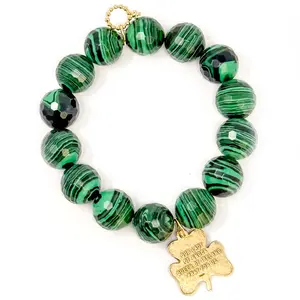 Faceted Malachite Agate with Gold Our Lady of Knock